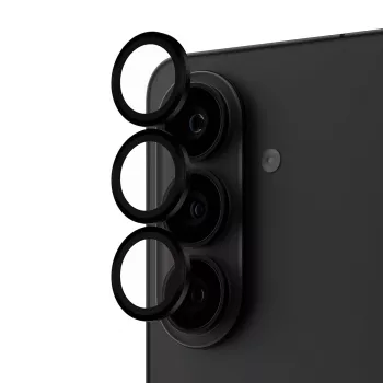 Vidro de proteção para câmara PanzerGlass Hoops preto para Samsung Galaxy S26 / S26+ — vidro temperado e silicone, resistente a riscos e choques
