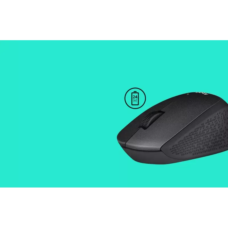 Rato Logitech M330 SILENT PLUS — RF Wireless, para destros, 1000 DPI, 3 botões, roda de deslocamento, preto, a pilhas