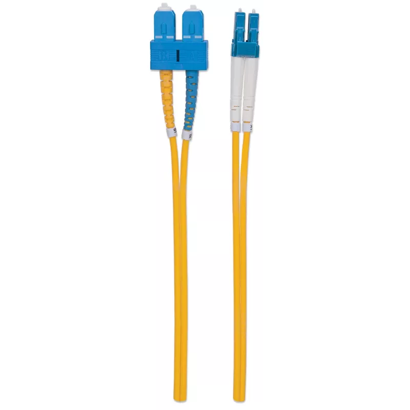 Cabo de patch de fibra ótica Intellinet, OS2, LC/SC, 1 m, amarelo, duplex, monomodo, 9/125 µm, LSZH, fibra, garantia vitalícia