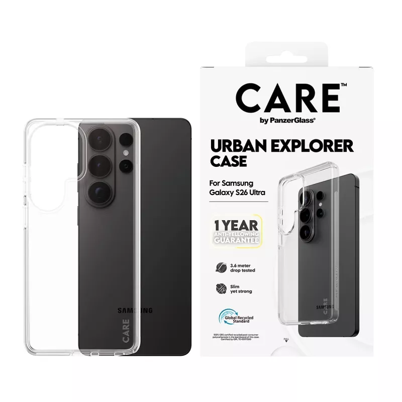 Capa protetora PanzerGlass CARE by Urban Explorer Case para Samsung Galaxy S26 Ultra, transparente