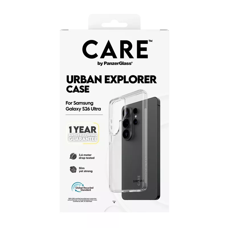 Capa protetora PanzerGlass CARE by Urban Explorer Case para Samsung Galaxy S26 Ultra, transparente