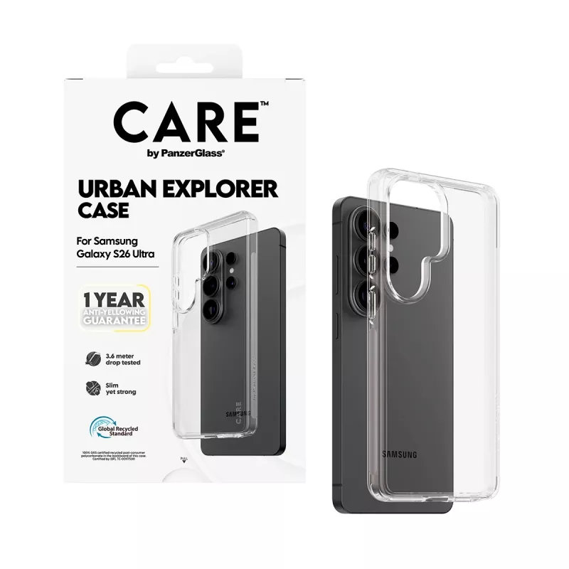 Capa protetora PanzerGlass CARE by Urban Explorer Case para Samsung Galaxy S26 Ultra, transparente