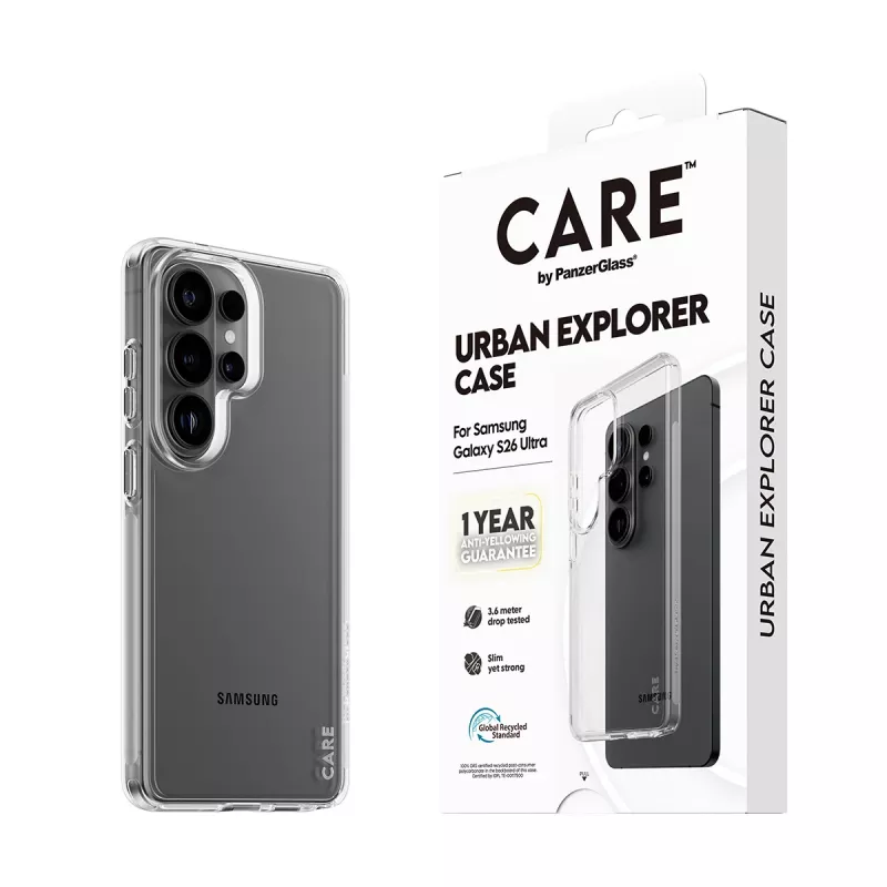 Capa protetora PanzerGlass CARE by Urban Explorer Case para Samsung Galaxy S26 Ultra, transparente