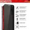 Proteção de ecrã Displex Privacy Full Cover (10H) para Apple iPhone 12/12 Pro, moldura de montagem Eco, filtro de privacidade, vidro temperado, película protetora resistente a riscos, compatível com capa