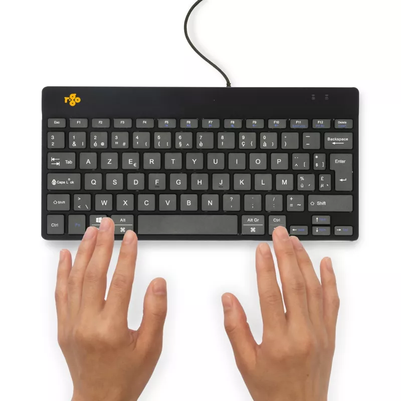 Teclado ergonómico R-Go Tools R-Go Compact Break, teclado compacto com software de pausas, AZERTY (BE), com fios, preto