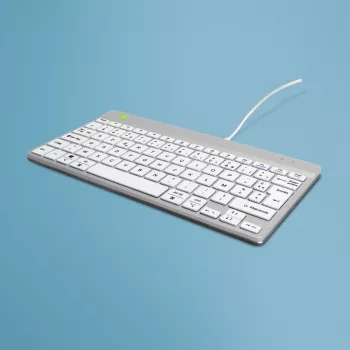 R-Go Tools teclado ergonómico R-Go Compact Break, teclado compacto com software de pausas, AZERTY (FR), com fios, branco