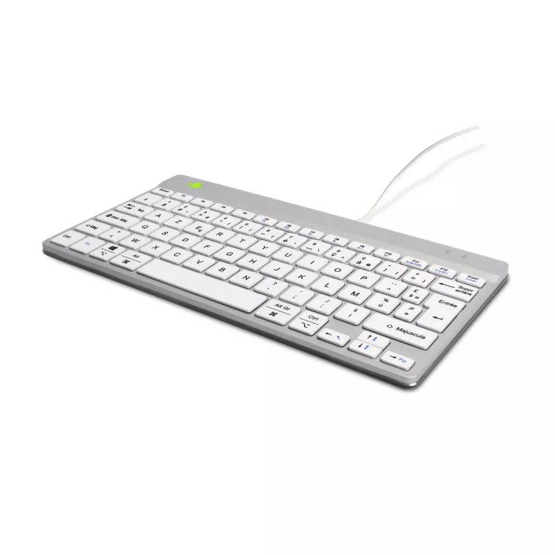 R-Go Tools teclado ergonómico R-Go Compact Break, teclado compacto com software de pausas, AZERTY (FR), com fios, branco