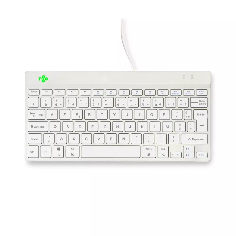 R-Go Tools teclado ergonómico R-Go Compact Break, teclado compacto com software de pausas, AZERTY (FR), com fios, branco