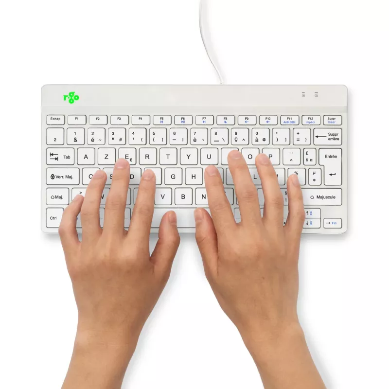 R-Go Tools teclado ergonómico R-Go Compact Break, teclado compacto com software de pausas, AZERTY (FR), com fios, branco