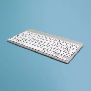 R-Go Tools teclado ergonómico R-Go Compact Break, teclado compacto com software de pausas, AZERTY (FR), Bluetooth, branco
