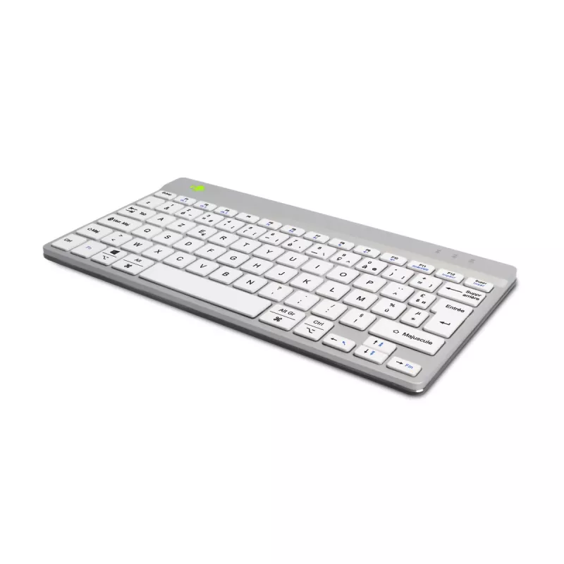 R-Go Tools teclado ergonómico R-Go Compact Break, teclado compacto com software de pausas, AZERTY (FR), Bluetooth, branco