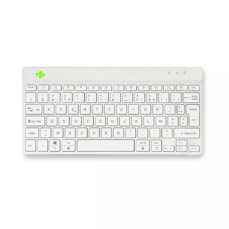 R-Go Tools teclado ergonómico R-Go Compact Break, teclado compacto com software de pausas, AZERTY (FR), Bluetooth, branco