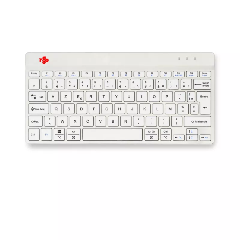 R-Go Tools teclado ergonómico R-Go Compact Break, teclado compacto com software de pausas, AZERTY (FR), Bluetooth, branco