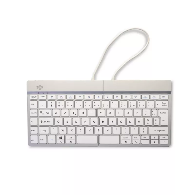 R-Go Tools teclado ergonómico R-Go Split Break com software de pausas, teclado ergonómico dividido, AZERTY (FR), Bluetooth, branco