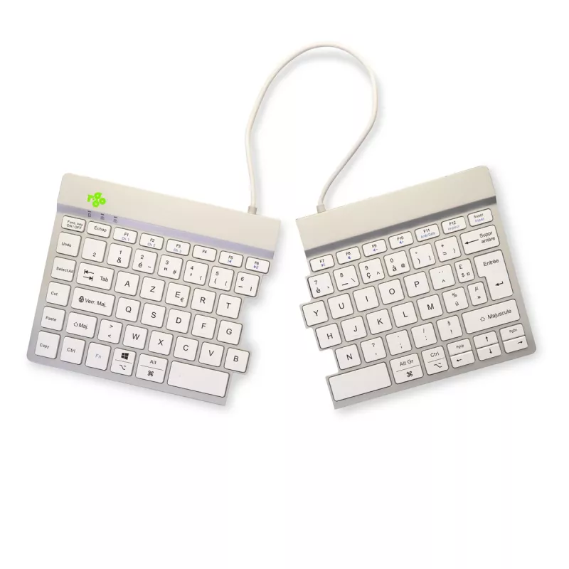 R-Go Tools teclado ergonómico R-Go Split Break com software de pausas, teclado ergonómico dividido, AZERTY (FR), Bluetooth, branco