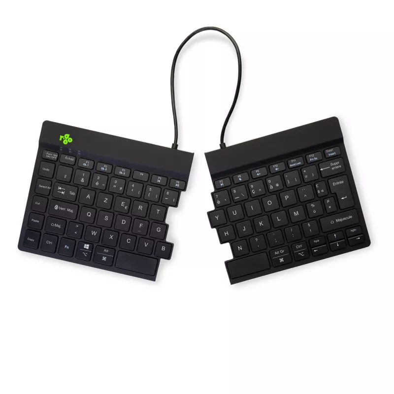 R-Go Tools teclado ergonómico R-Go Split Break com software de pausas, teclado ergonómico dividido, AZERTY (FR), Bluetooth, preto