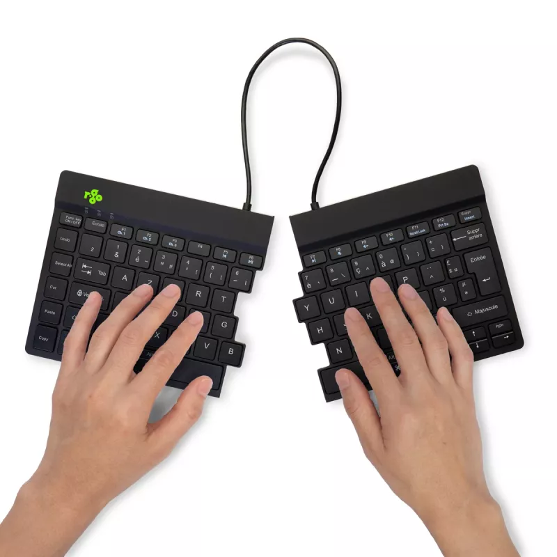 R-Go Tools teclado ergonómico R-Go Split Break com software de pausas, teclado ergonómico dividido, AZERTY (FR), Bluetooth, preto