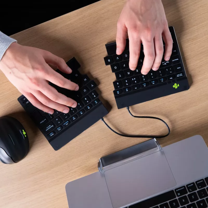 R-Go Tools teclado ergonómico R-Go Split Break com software de pausas, teclado ergonómico dividido, AZERTY (FR), Bluetooth, preto