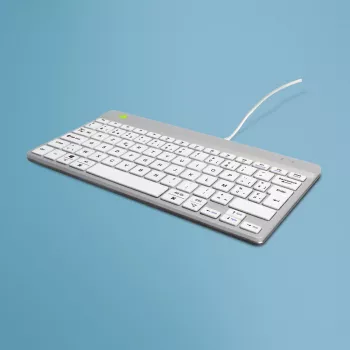 R-Go Tools teclado ergonómico R-Go Compact Break, teclado compacto com software de pausas, AZERTY (BE), com fios, branco