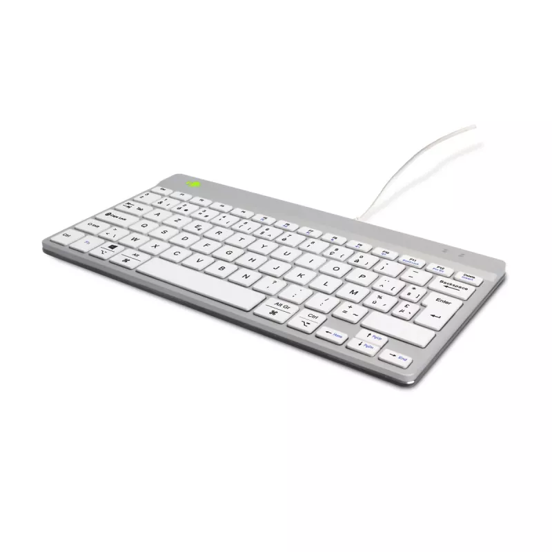 R-Go Tools teclado ergonómico R-Go Compact Break, teclado compacto com software de pausas, AZERTY (BE), com fios, branco