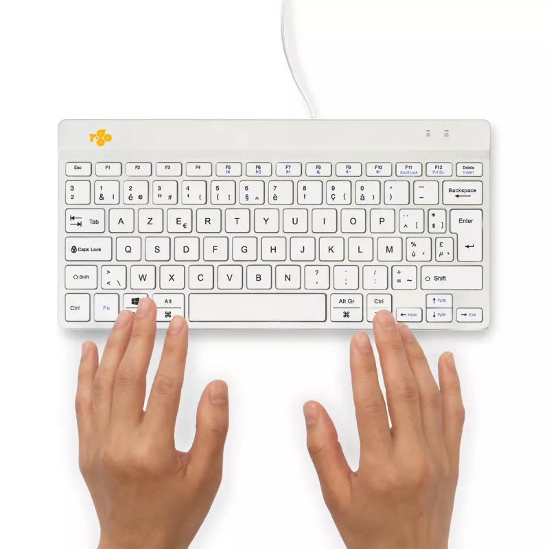 R-Go Tools teclado ergonómico R-Go Compact Break, teclado compacto com software de pausas, AZERTY (BE), com fios, branco