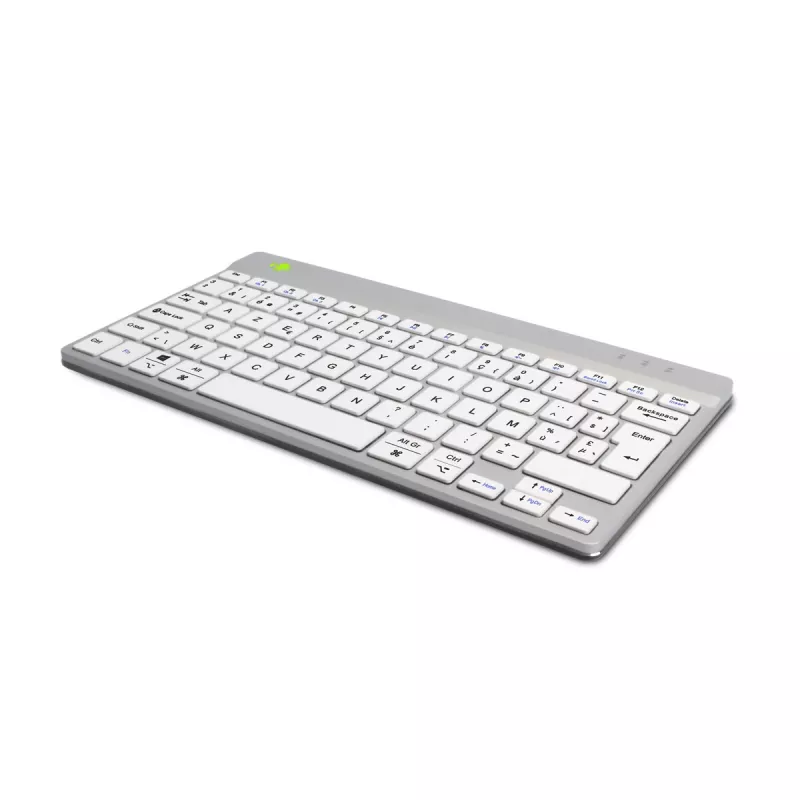 R-Go Tools teclado ergonómico R-Go Compact Break, teclado compacto com software de pausas, AZERTY (BE), Bluetooth, branco