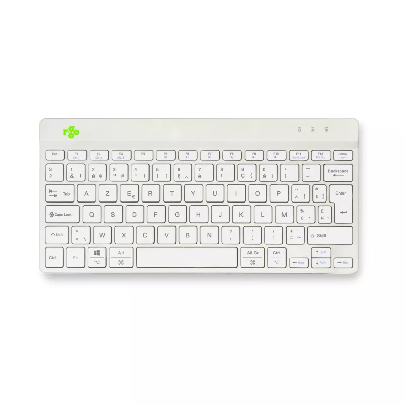 R-Go Tools teclado ergonómico R-Go Compact Break, teclado compacto com software de pausas, AZERTY (BE), Bluetooth, branco