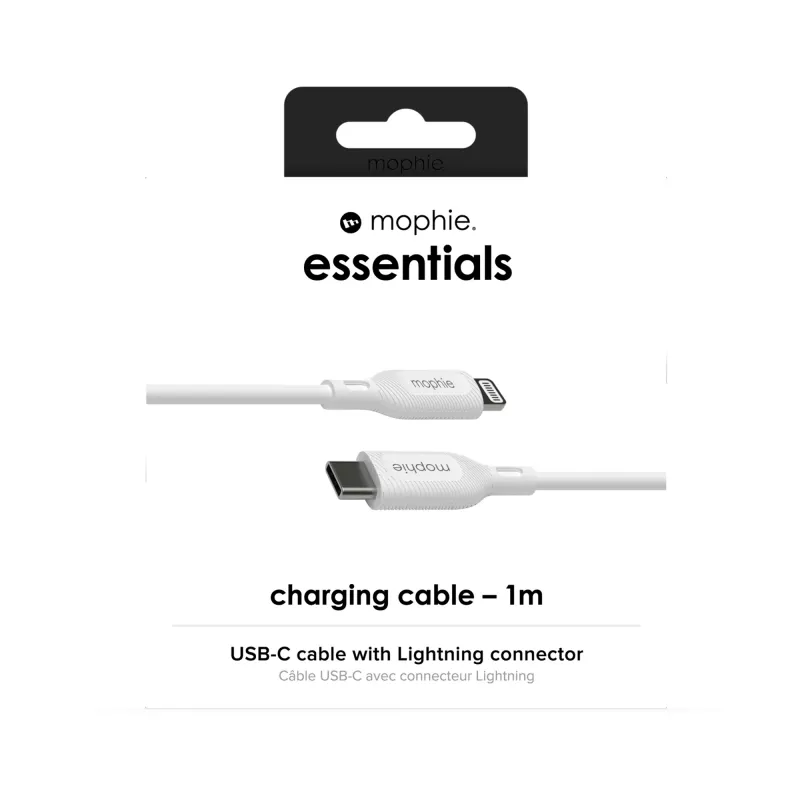 mophie essentials cabo de carregamento Lightning para USB-C (1M) branco