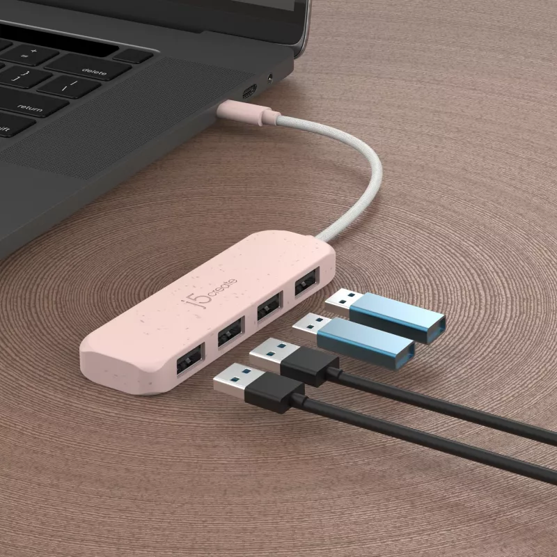 j5create JCH341ER-N hub ecológico de USB-C para 4 portas USB-A Gen 2, 10 Gbps