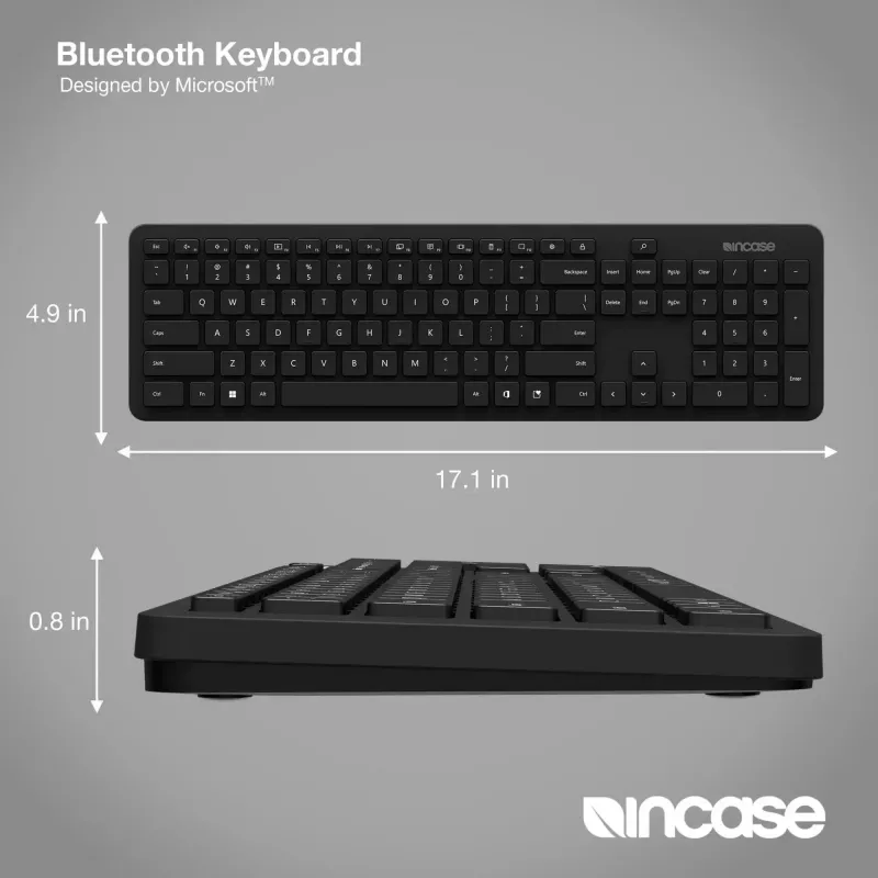 Incase Designed by Microsoft Teclado Bluetooth Universal QWERTY Alemão Preto