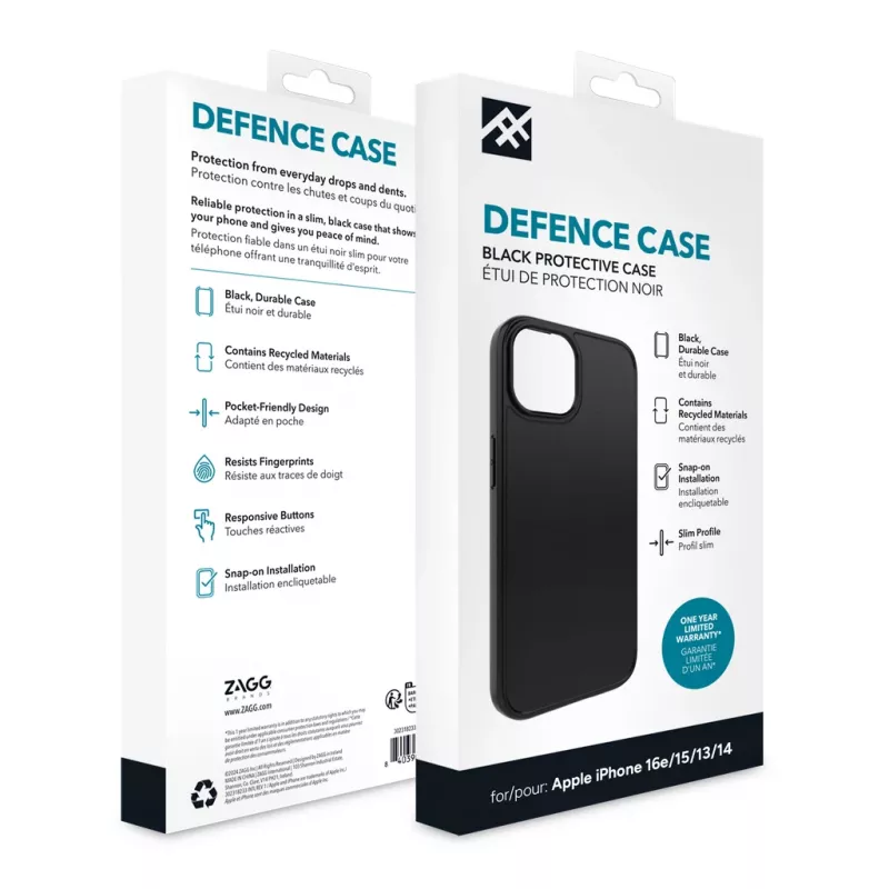 IFROGZ Defence Capa iPhone 17e/16e/15/14/13 Preto, Capa, Apple, iPhone 17e/16e/15/14/13, 15,5 cm (6,1 polegadas), Preto
