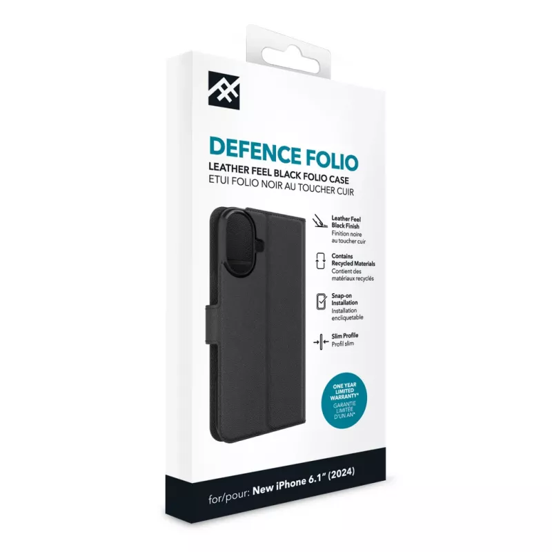 IFROGZ IF Defence Case Folio Apple iPhone 16 Preto INTL, Folio, Apple, iPhone 16, 15,5 cm (6,1 polegadas), Preto