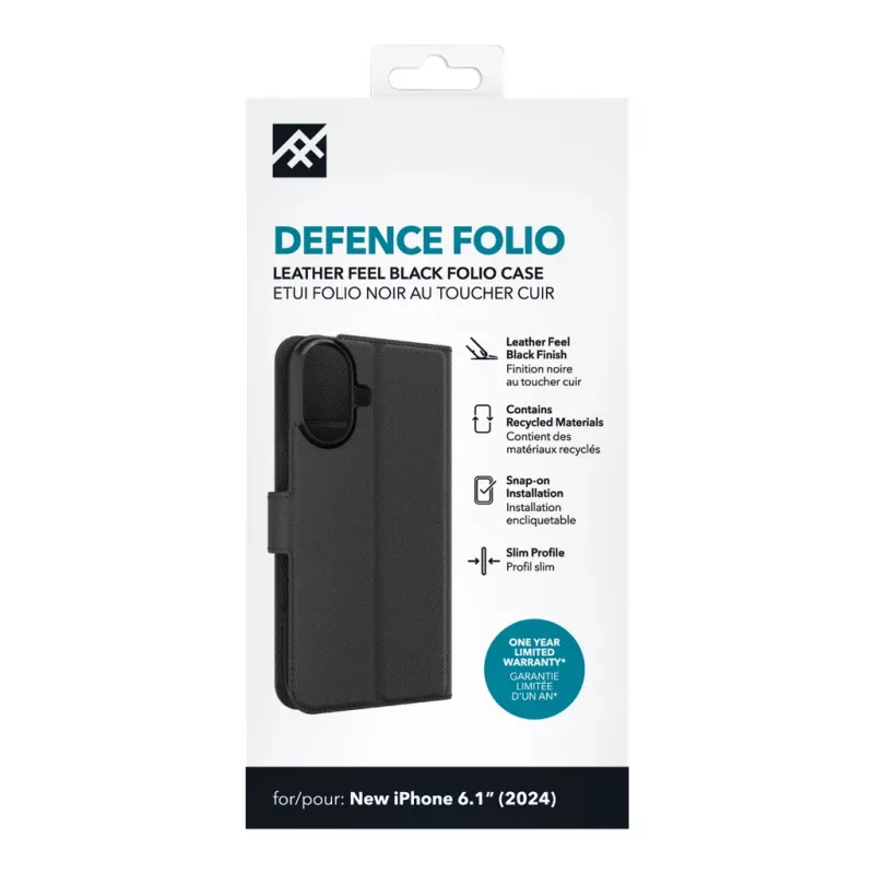 IFROGZ IF Defence Case Folio Apple iPhone 16 Preto INTL, Folio, Apple, iPhone 16, 15,5 cm (6,1 polegadas), Preto