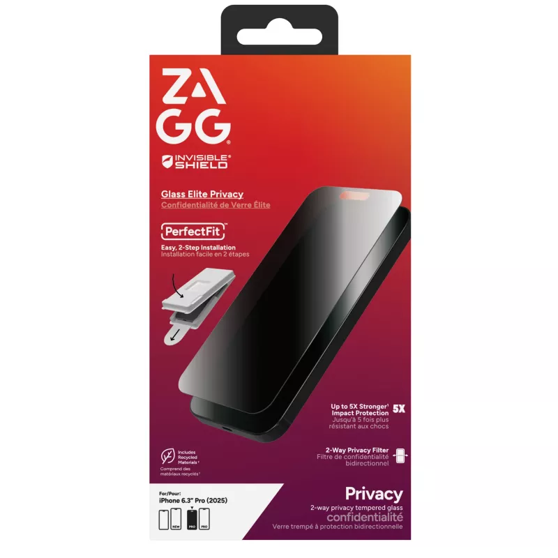 Película de proteção de ecrã InvisibleShield Glass Elite Privacy para Apple iPhone 17 Pro