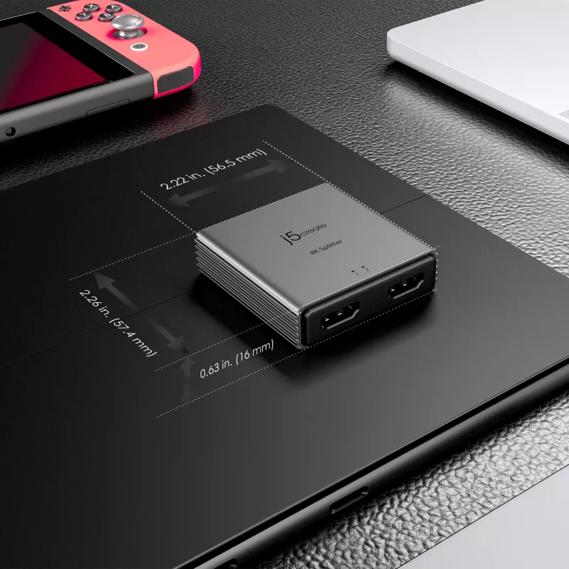 Splitter HDMI™ 2.1 de 2 vias j5create JDSH812 8K, HDMI, 2x HDMI, 7680 x 4320 píxeis, cinzento, alumínio, 8K Ultra HD