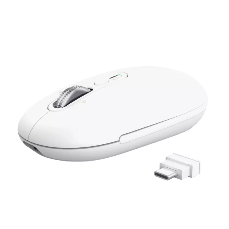 Rato de escritório sem fios TRUST Seron fino Multi – ambidestro, RF + Bluetooth, ótico 3200 DPI, 7 botões, branco