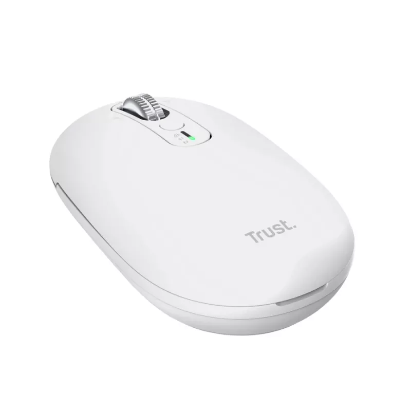 Rato de escritório sem fios TRUST Seron fino Multi – ambidestro, RF + Bluetooth, ótico 3200 DPI, 7 botões, branco
