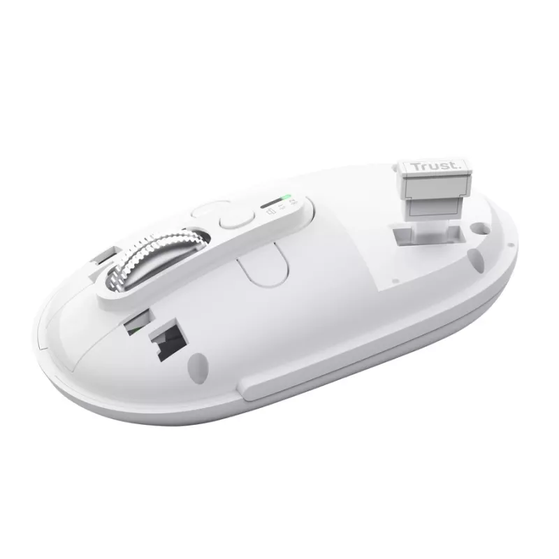 Rato de escritório sem fios TRUST Seron fino Multi – ambidestro, RF + Bluetooth, ótico 3200 DPI, 7 botões, branco