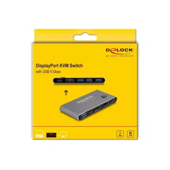 KVM Switch DeLOCK DisplayPort 8K 30 Hz com USB 5 Gbit/s