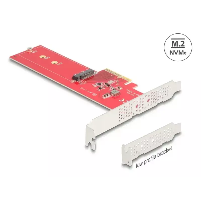 DeLOCK adaptador M.2 interno 90889 PCIe 5.0 vermelho aço inoxidável