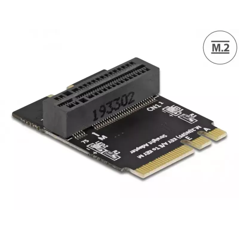 Adaptador M.2 Key A+E macho para slot Key M angular com suporte DeLOCK 64137