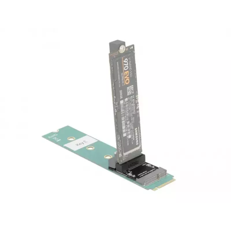 Adaptador M.2 Key A+E macho para slot Key M angular com suporte DeLOCK 64137