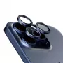 Proteção de lente de câmara PanzerGlass Hoops iPhone 15 Pro 15 Pro Max azul titânio resistente a riscos e choques