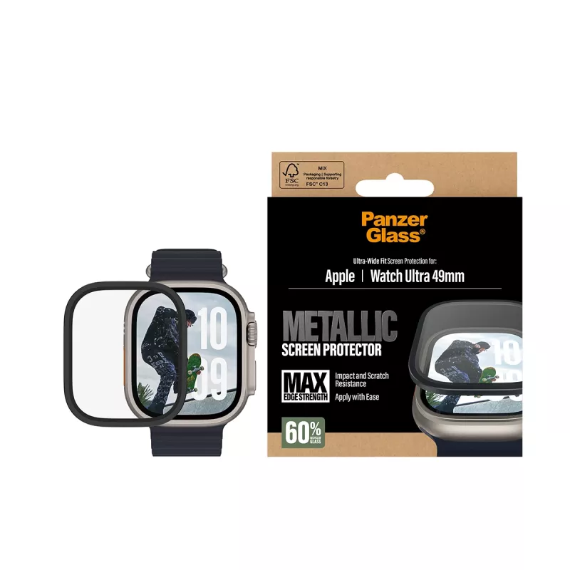 Película de proteção de ecrã PanzerGlass® metálica Apple Watch Ultra 3 | Ultra 2 | Ultra | 49mm