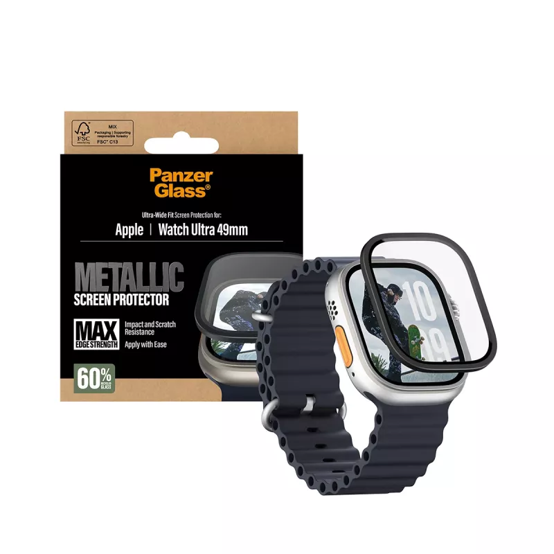 Película de proteção de ecrã PanzerGlass® metálica Apple Watch Ultra 3 | Ultra 2 | Ultra | 49mm