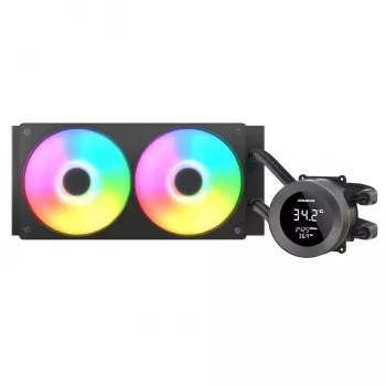 Refrigeração líquida para CPU all-in-one Cougar Poseidon Vistek 240, ARGB, radiador de 240 mm, ventoinha de 120 mm, 700–2500 rpm, preto