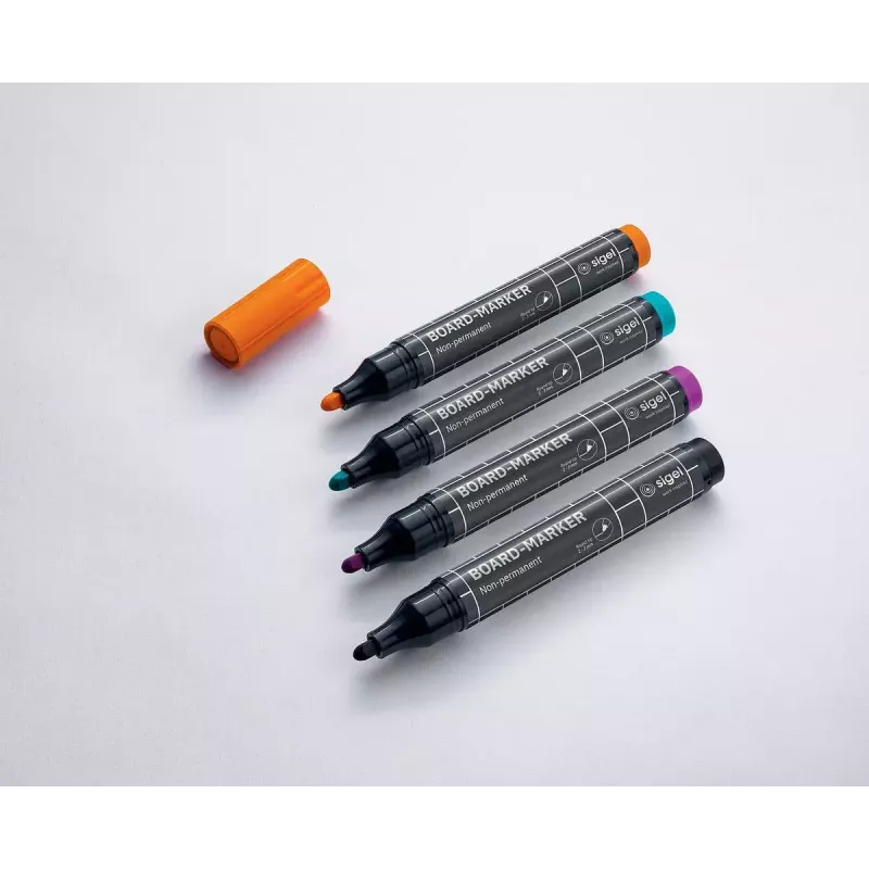 Marcador Sigel BA011 4 unid. preto magenta laranja turquesa