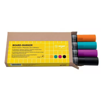 Marcador Sigel BA011 4 unid. preto magenta laranja turquesa