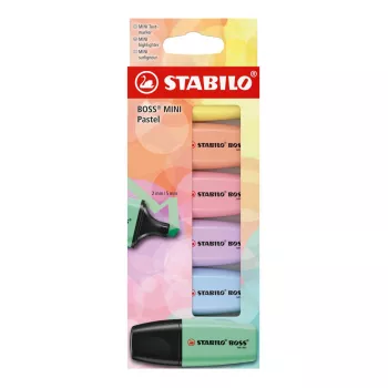 Marcador STABILO BOSS MINI 6 unid. ponta chanfrada multicolor