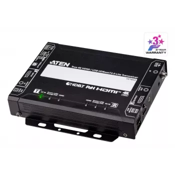 Transmissor e recetor AV ATEN True 4K HDMI/USB HDBT3.0-Lite – 4096×2160 @ até 40 m, USB Type-A/Type-B, alimentação DC